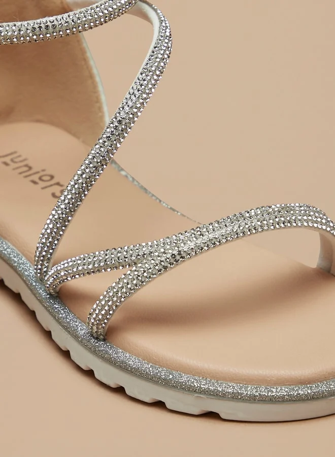 جونيورز Girls Embellished Gladiator Sandals With Zip Closure