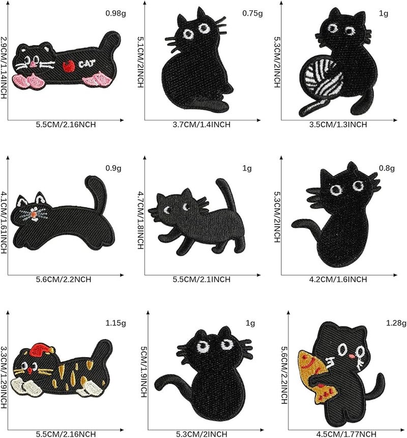 9 قطعة من لصقات الحيوانات الكرتونية الحديدية لإصلاح الملابس والحقائب، قطط مطرزة - Image 4