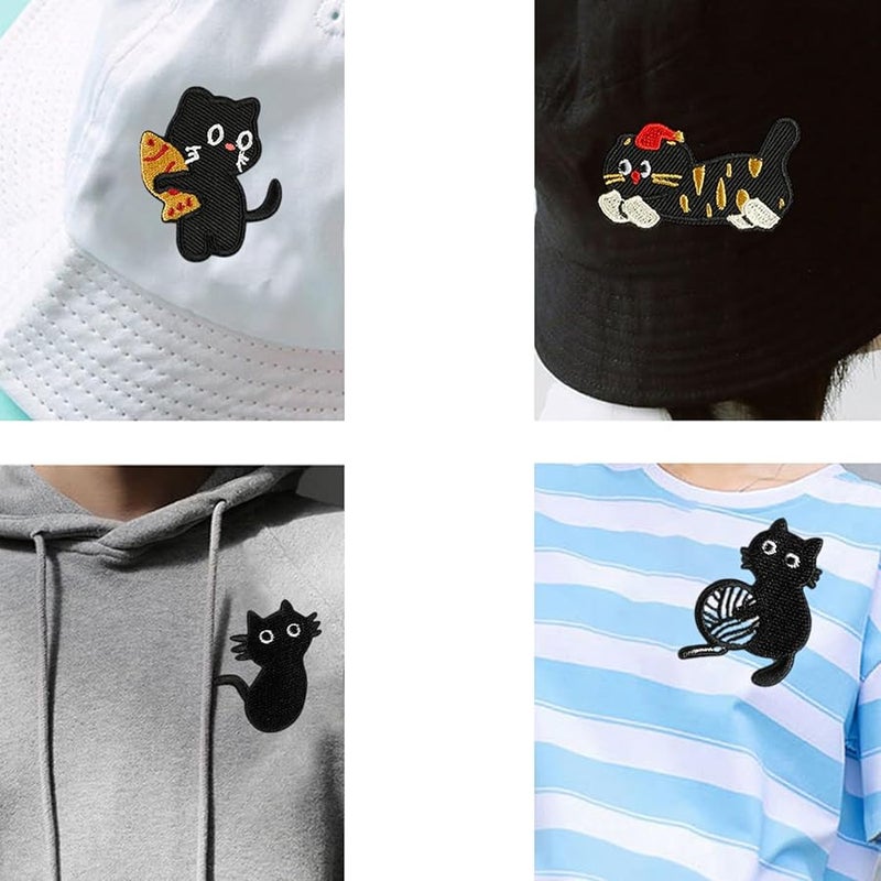 9 قطعة من لصقات الحيوانات الكرتونية الحديدية لإصلاح الملابس والحقائب، قطط مطرزة - Image 3