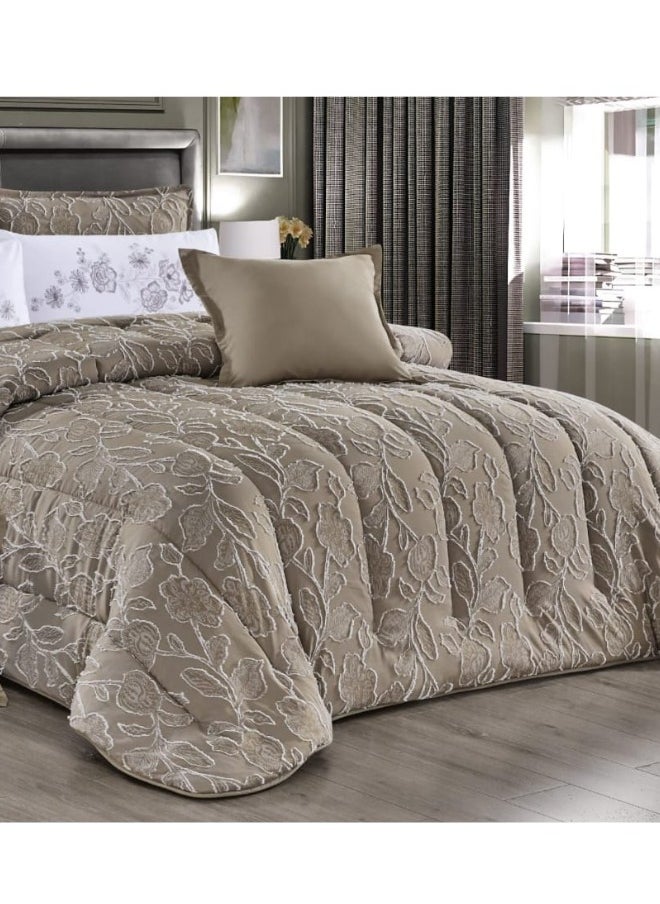 Moon Luxury Embroidered Jacquard Bedspread, 4 Pieces - Luxurious double bedspread with microfiber filling, 220 x 170 cm, fits a 200 x 120 cm bed - Luxurious embroidered jacquard duvet set - Elegant bridal bedspread - Soft and classic bedspreads  - Image 2