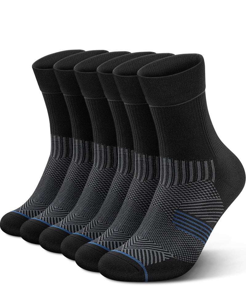PAPLUS 3 Pairs Running Compression Socks for Men & Women, Atheltic Crew Socks with Cushion, Arch Support for Hiking, Cycling - Image 1
