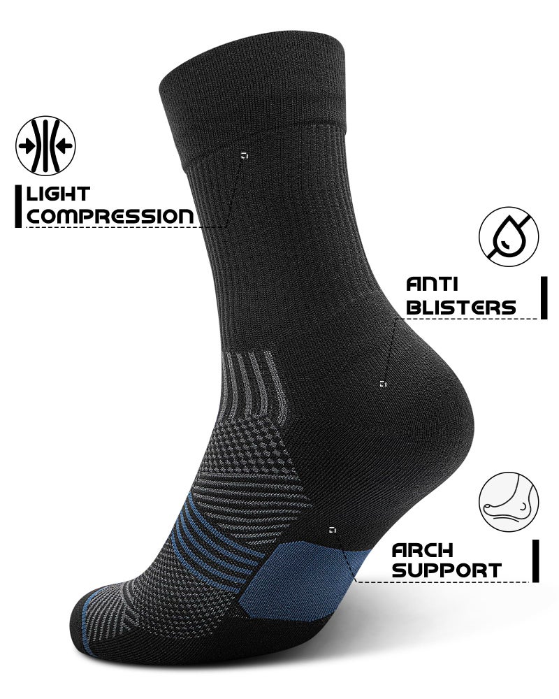 PAPLUS 3 Pairs Running Compression Socks for Men & Women, Atheltic Crew Socks with Cushion, Arch Support for Hiking, Cycling - Image 3