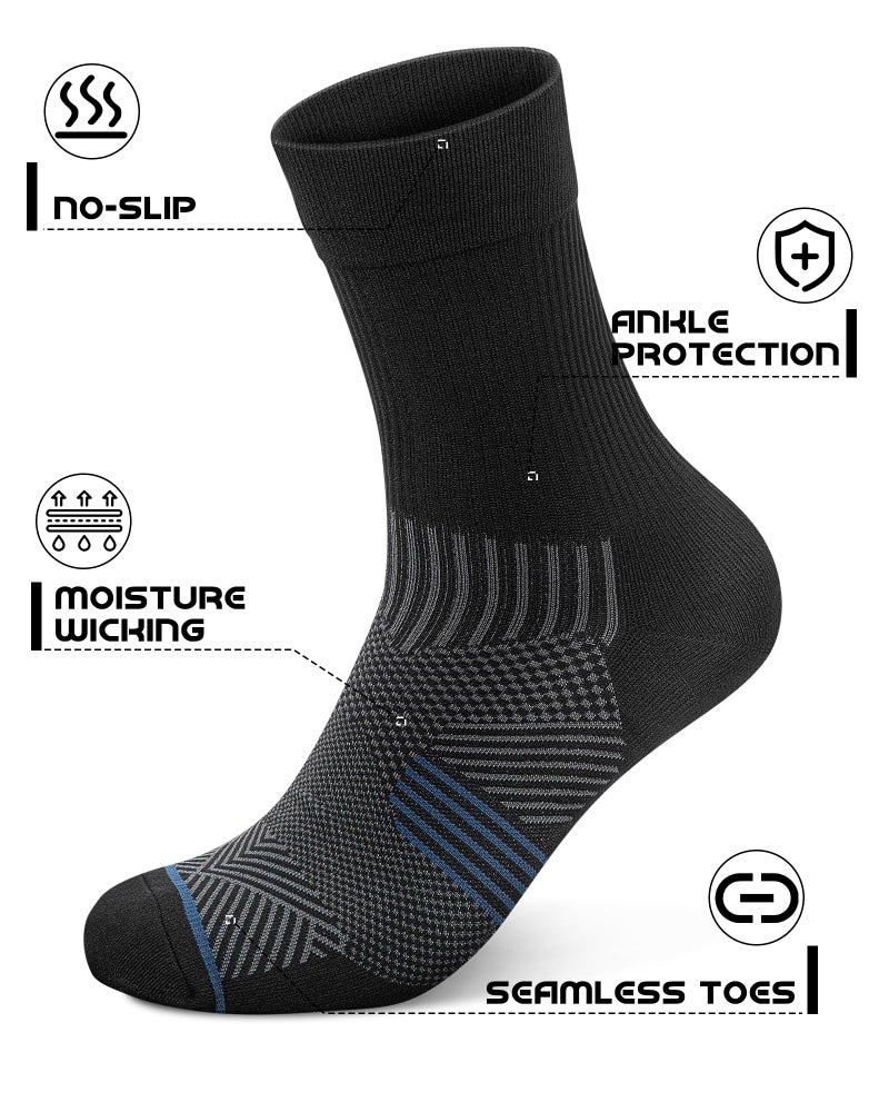 PAPLUS 3 Pairs Running Compression Socks for Men & Women, Atheltic Crew Socks with Cushion, Arch Support for Hiking, Cycling - Image 2