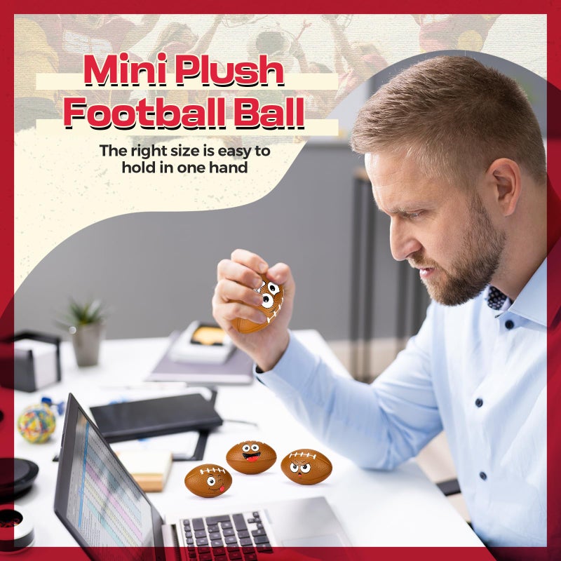 Arrowbash 24 Pcs 3.4'' Face Football Stress Balls Bulk Small Funny Face Football Squeeze Foam Ball Mini Stress and Anxiety Relief Toy for Sport Party Favors Valentine Birthday Gift Decoration - Image 2