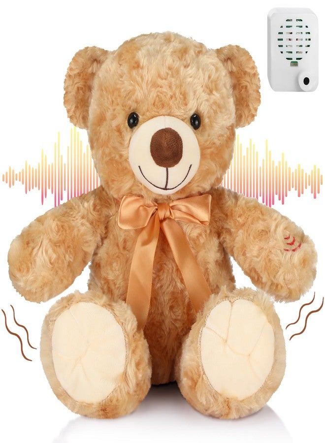 Liliful Christmas Plush Bear Gift 12 Inch Plush Stuffed Animal Insert a Recordable Sound Module Brown Bear Soft Doll Fabric Animal Toy for Xmas Birthday Party Decoration(Vivid Style) - Image 1