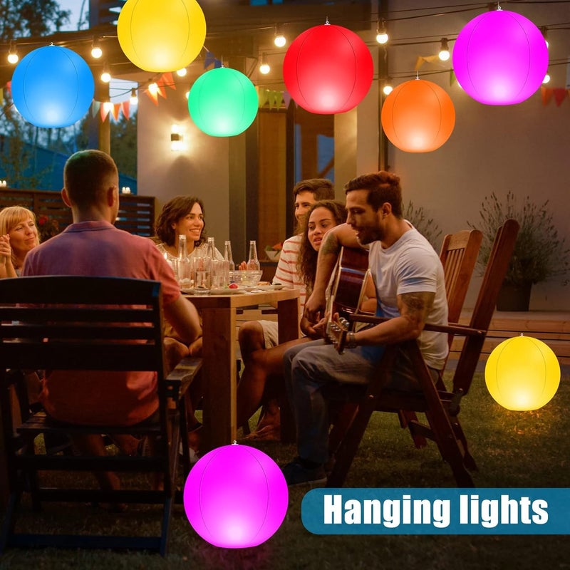 Nyrwana ألعاب حمام السباحة أضواء LED قابلة للنفخ 16" أضواء حمام السباحة العائمة IP68 مقاومة للماء كرة شاطئ متغيرة الألوان عن بُعد للإضاءة لبركة حمام السباحة والشاطئ، ضوء ليلي (4 قطع) - Image 2