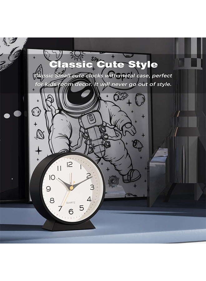 HaHaHai 4.5 Inch Analog Alarm Clock Heavy Sleepers Adults ,Small Retro Desk Clock Battery Operated,Slient Metal Table Clock with Light for Living Room Decor,Bedroom,Bedside,Shelf (Black) - Image 4