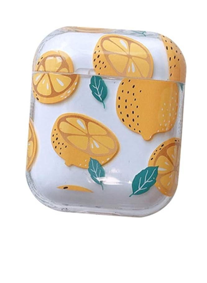 Alissa Earpods Case 2Pcs Wireless Earpods Case Transparent Clear Headset Box Shockproof Protective Case Compatible for AirPods (Lemon design)  - Image 1