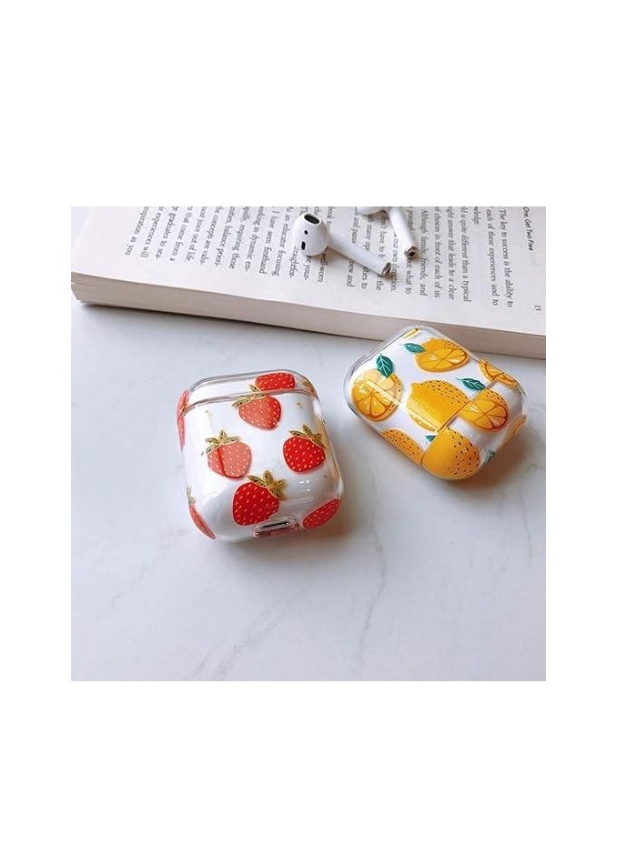 Alissa Earpods Case 2Pcs Wireless Earpods Case Transparent Clear Headset Box Shockproof Protective Case Compatible for AirPods (Lemon design)  - Image 3