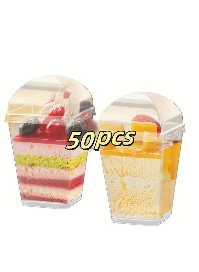 25pcs 5 07oz Clear Square Dessert Cups With Lids For Mousse Pudding Snacks - Image 5