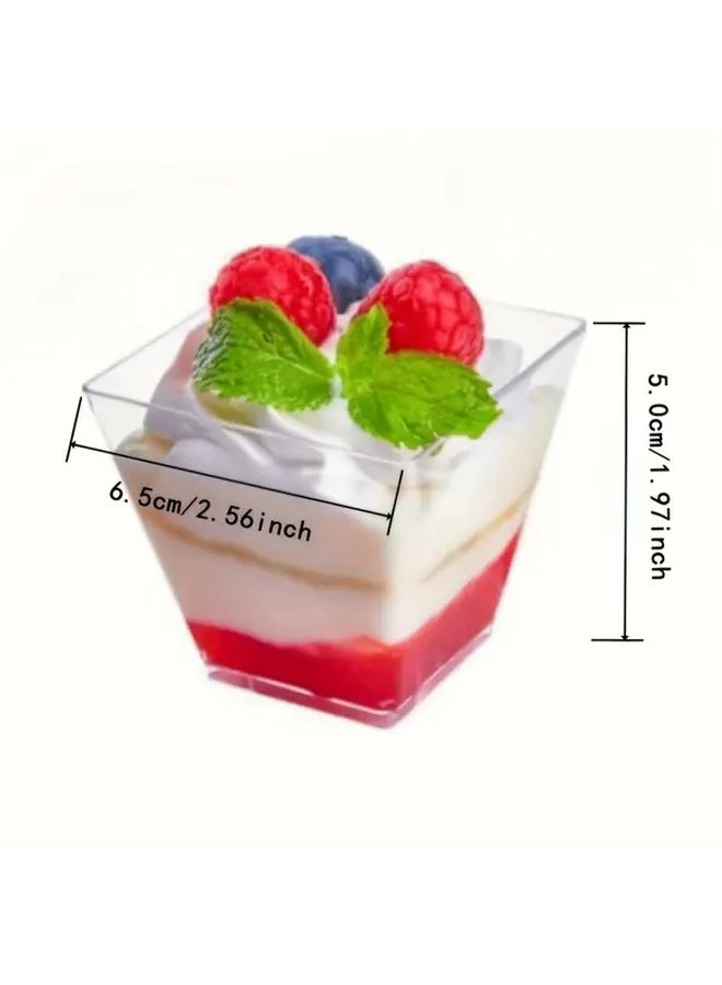 25pcs 5 07oz Clear Square Dessert Cups With Lids For Mousse Pudding Snacks - Image 4