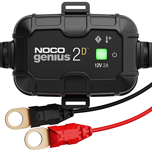 NOCO GENIUS2D: شاحن بطارية ذكي 2A 12V مثبت على متن السيارة - جهاز صيانة تلقائي مثبت مباشرة، شاحن تريكل ومزيل الكبريت مع حماية من الشحن الزائد وتعويض درجة الحرارة - لبطاريات الرصاص الحمضية - Image 1