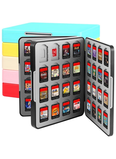 64-in-one Nintendo Switch OLED Game Card Storage Box Switch Magnetic Card Box Lite Card Slot-Product Color:32-in-1--blue (color Box Packaging)