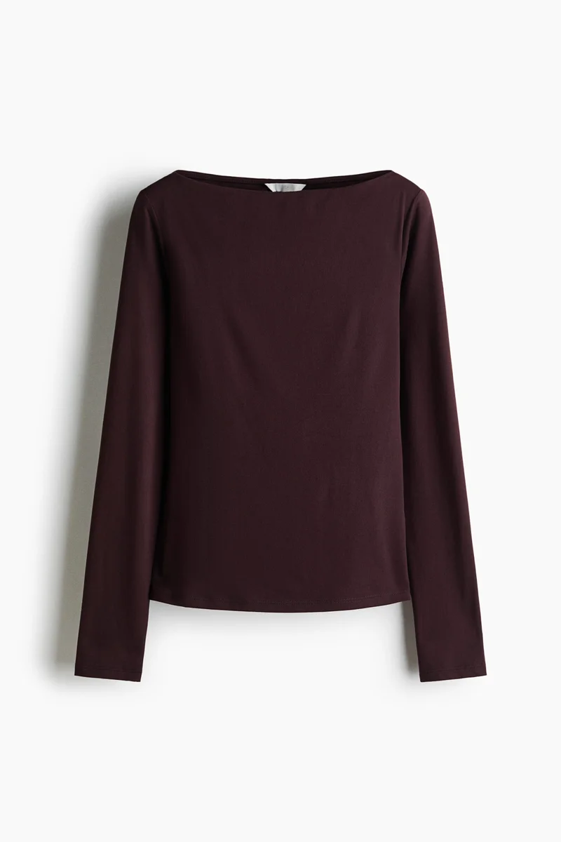 Fitted boat-neck top