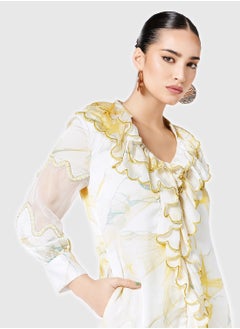 Threadz by Ajooni Printed Dress With Ruffles  - Image 3
