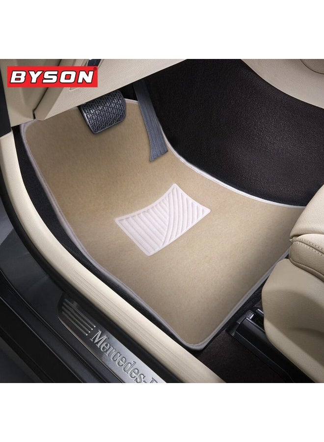 BYSON Durable Waterproof Car Floor Mats 5 Piece Set - Universal Fit for Sedan and SUV, Non-Slip Auto Interior Protection, Easy to Clean, Soft Comfortable Foot Mats Without Cutting (Beige) - Image 3