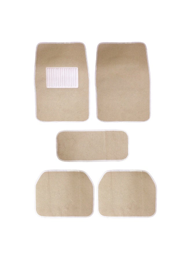 BYSON حصائر أرضية سيارات مقاومة للماء متينة مجموعة 5 قطع - تناسب عالمي للسيدان وSUV، حماية داخلية غير قابلة للانزلاق، سهلة التنظيف، حصائر قدم ناعمة ومريحة بدون قص (بيج) - Image 2