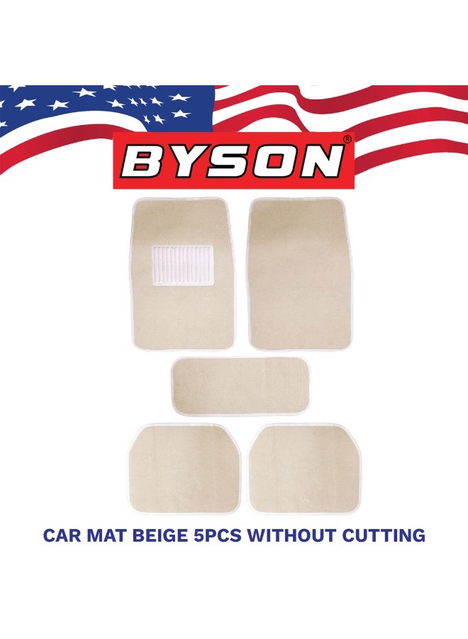 BYSON حصائر أرضية سيارات مقاومة للماء متينة مجموعة 5 قطع - تناسب عالمي للسيدان وSUV، حماية داخلية غير قابلة للانزلاق، سهلة التنظيف، حصائر قدم ناعمة ومريحة بدون قص (بيج) - Image 1