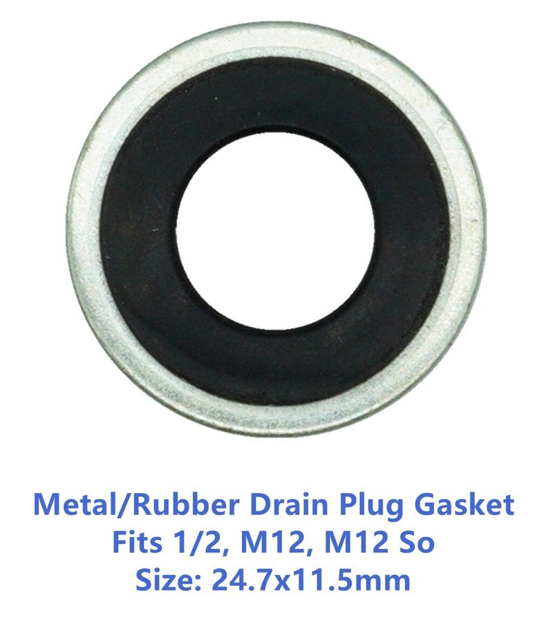 Dsnaduo 50 PCS Metal/Rubber Drain Plug Gasket, Fits 1/2, M12, M12 So Replace 097-021,65274,365274,GM 14079550,14090908,1625762,1631748,24571185,25524544,5741252,8-14090-908-0 (24.7x11.5mm) - Image 3