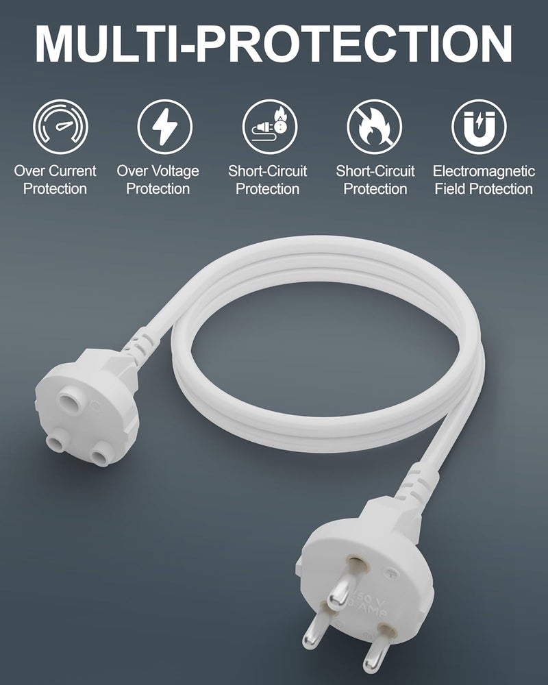 FEDUS كابل تمديد طاقة ثقيل 18AWG من FEDUS ذكر إلى أنثى 3 دبابيس 10 أمبير داخلي خارجي 3 متر أبيض - Image 5