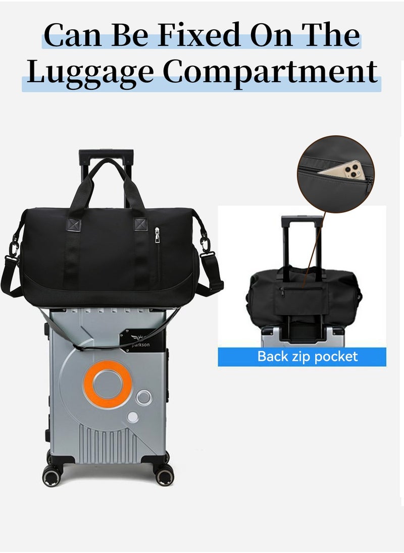 Moovant - Waterproof Sports Gym Bag, Travel Duffel Bag, Weekender Bag, Trip Shoulder Bag, Boarding Handbag with Dry & Wet Seperation Pocket and Shoes Compartment Black - Image 1