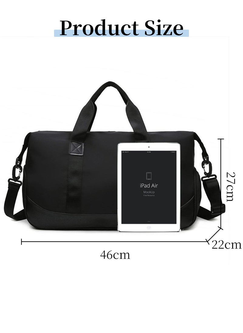Moovant - Waterproof Sports Gym Bag, Travel Duffel Bag, Weekender Bag, Trip Shoulder Bag, Boarding Handbag with Dry & Wet Seperation Pocket and Shoes Compartment Black - Image 1