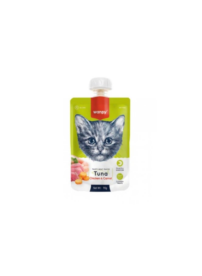 وانبي وجبة قطط وانبي اللذيذة بمعجون اللحم - ٩٠ غرام | وجبة خفيفة كريمية ومغذية للقطط | غنية بالبروتين، خالية من الحبوب، ولذيذة للغاية