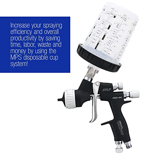 Master Airbrush نظام الطلاء الرئيسي MPS أكواب رذاذ الطلاء القابلة للتصرف وغطاء النظام، عبوة 25 حجم كبير 27 أونصة (800 مل) - 25 غلاف كوب، 25 غطاء مع مصفاة، 1 كوب صلب مع حلقة تثبيت و10 سدادات - Image 5