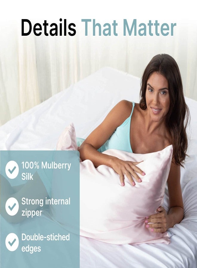 GhostBed 100% Mulberry Silk Pillowcase - Luxurious 22 Momme Silk Protects Hair & Skin from Damage - Pink, Queen - Image 3