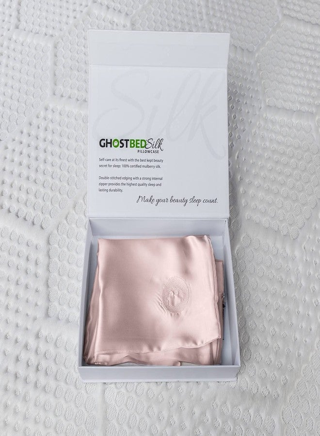 GhostBed 100% Mulberry Silk Pillowcase - Luxurious 22 Momme Silk Protects Hair & Skin from Damage - Pink, Queen - Image 4