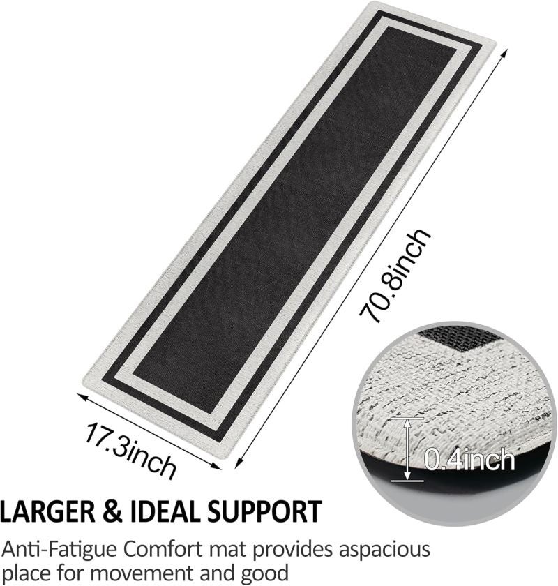 Anti Fatigue Kitchen Mat 45 X 180 Cm 0.4-Inch Thick Cushioned Foam - Waterproof Non Slip Standing Mat for Home Kitchen Office Laundry Room - Image 3