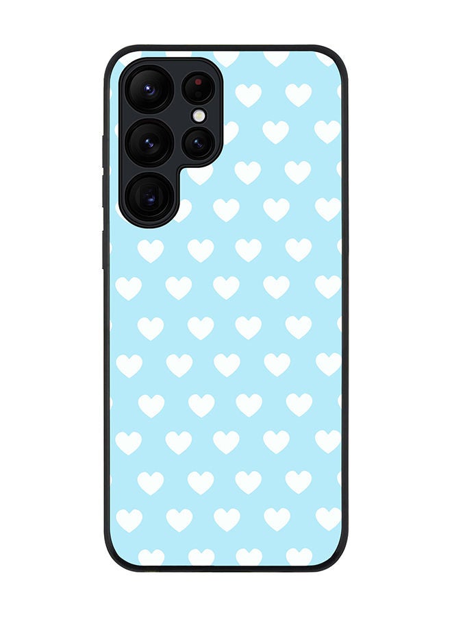 Stylizedd Rugged Black edge case for Samsung Galaxy S23 Ultra 5G Slim fit Soft Case Flexible Rubber Edges Anti Drop TPU Gel Thin Cover - Baby Blue Hearts - Image 1