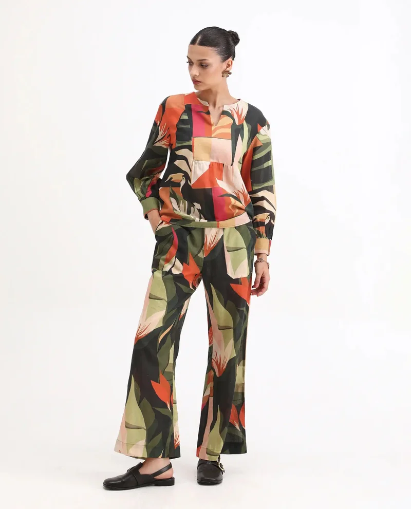 Rareism Women's Multi-Color Abstract Print Trouser
