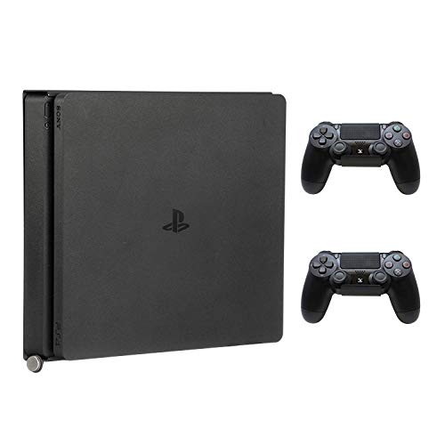 HumanCentric Wall Mount Compatible with PS4 Slim, 2 Controller Mounts Bundle, Mount on The Wall or on The Back of The TV with a VESA Pattern, Does Not Work with Fat or Pro PS4, Hardware Included - Image 1
