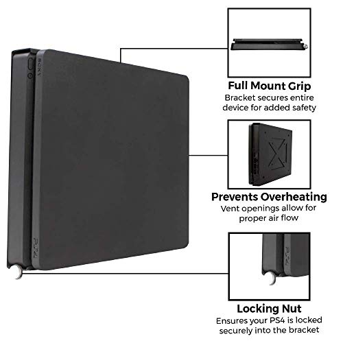 HumanCentric Wall Mount Compatible with PS4 Slim, 2 Controller Mounts Bundle, Mount on The Wall or on The Back of The TV with a VESA Pattern, Does Not Work with Fat or Pro PS4, Hardware Included - Image 5