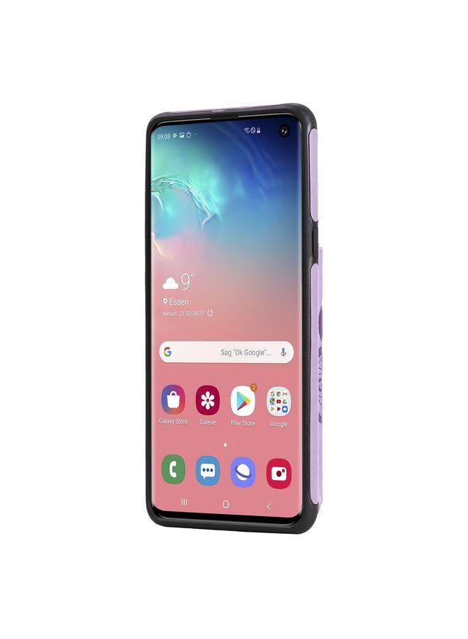 اس-توب جراب لهاتف Samsung Galaxy S10، جراب واقٍ مقاوم للصدمات بنقشة زهور مع حامل وفتحات للبطاقات وإطار للصور - Image 3