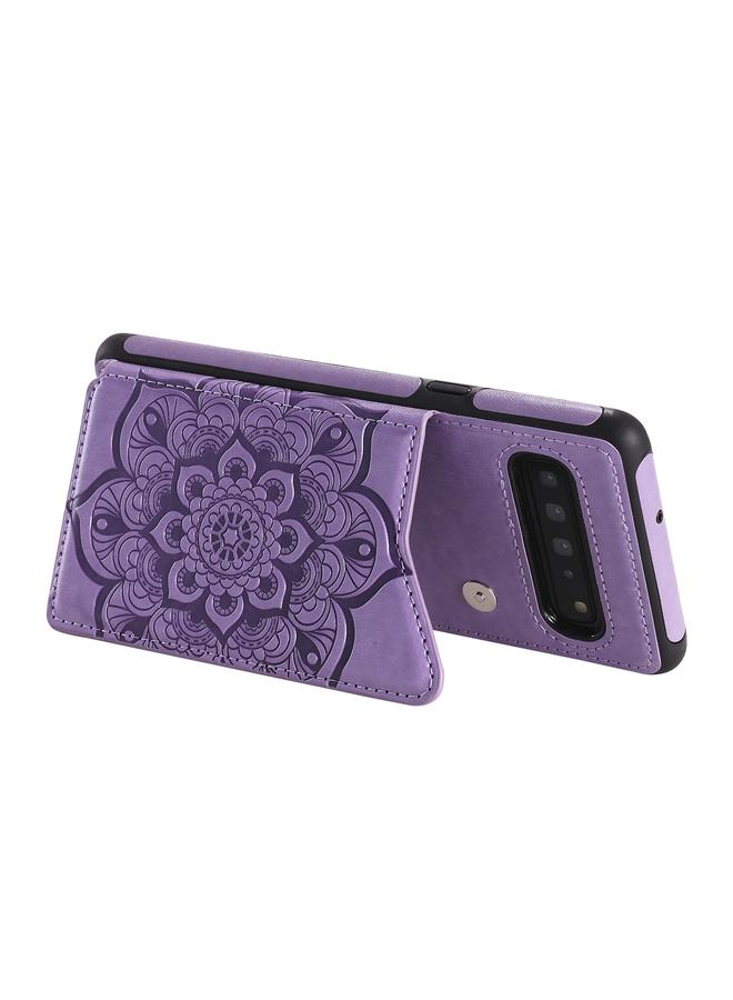 اس-توب جراب لهاتف Samsung Galaxy S10، جراب واقٍ مقاوم للصدمات بنقشة زهور مع حامل وفتحات للبطاقات وإطار للصور - Image 5