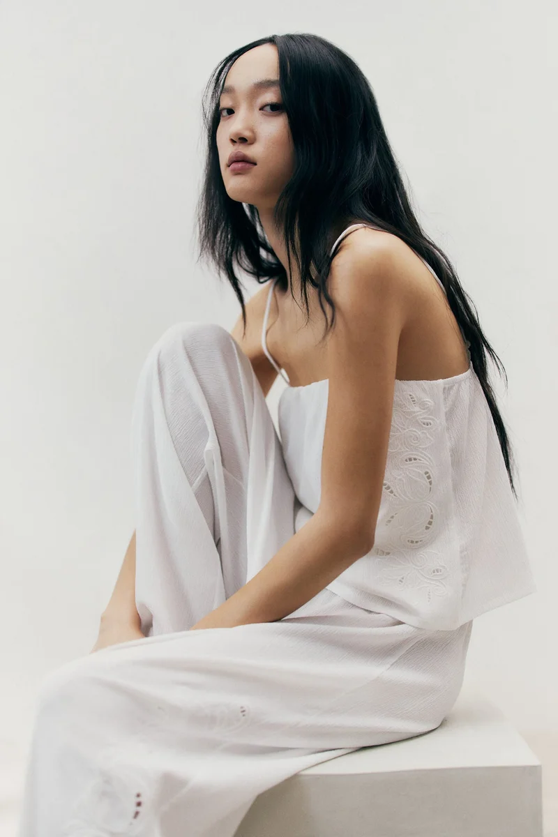 H&M Broderie anglaise strappy top