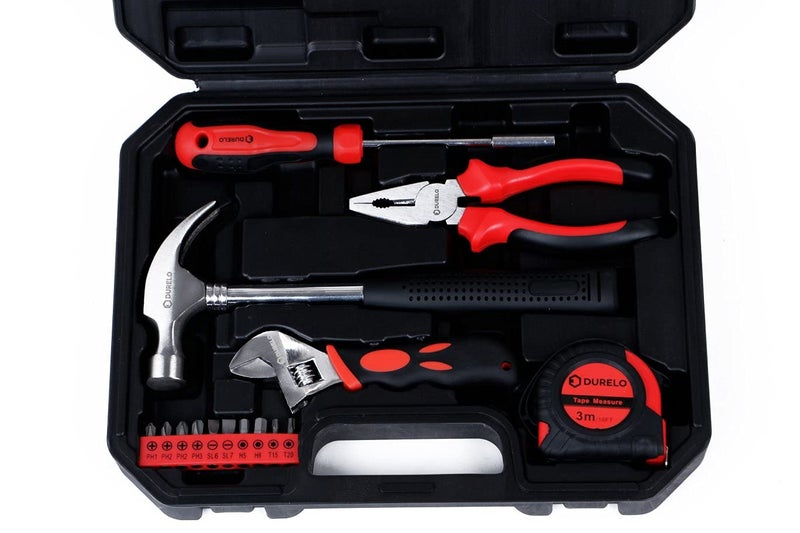 DURELO HTK-15 Hand Tool Kit (Red, 15 Pieces) - Image 1