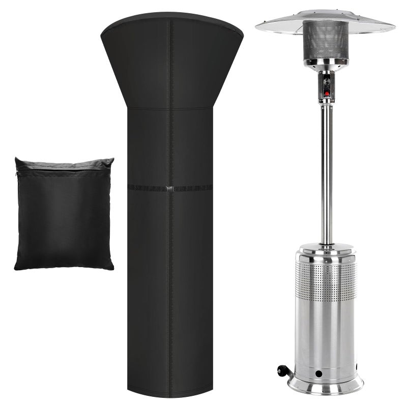 Anglekai Patio Heater Cover 420D Waterproof Heat Lamp Outdoor Cover for Standing Heater with Zipper Storage Bag 89x33x19in - Image 2