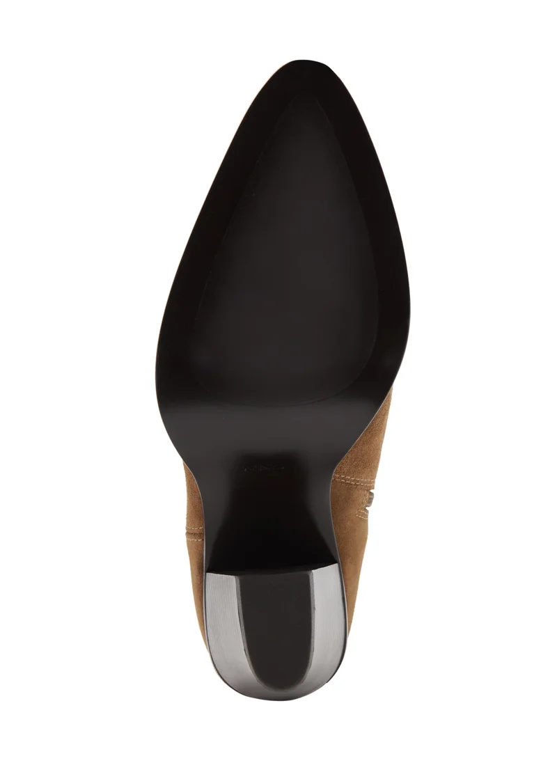 Mango 31-TABACO Suede Block-Heel Boots for Women | Best Price UAE
