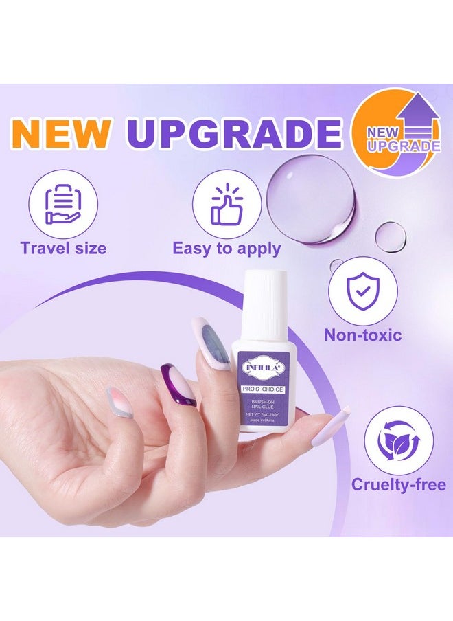 NXJ INFILILA - Nail Glue, Professional Brush On Nail Glue, Nail Glue For Acylic Nails, Nail Glue For Press On Nails Fasle Nails Fake Nails Tips Glue Adhesive Long Lasting 7Ml/0.23Oz - Image 1