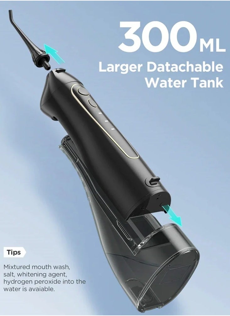 Fairywill - Rechargeable Water Flosser, 3 Mode Portable Oral Irrigator with 300ml Water Tank （Black） - Image 1
