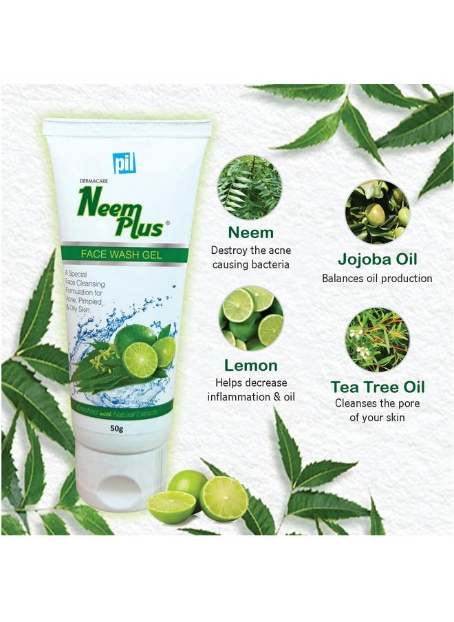 PIL Neem Plus Face Wash Gel Face Wash Gel For Acne Pimpled & Oily Skin Clear & Smooth Radiant Skin 50 Gms Each (Pack Of 2)  - Image 2