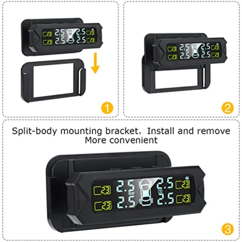نظام مراقبة ضغط الإطارات من موريليان، TPMS للطاقة الشمسية اللاسلكية مع 5 أوضاع تنبيه، شاشة LCD بإضاءة خلفية تلقائية، 4 أجهزة استشعار 0-67 رطل لكل بوصة مربعة - Image 5