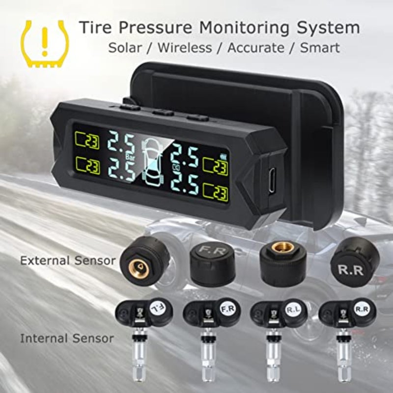 نظام مراقبة ضغط الإطارات من موريليان، TPMS للطاقة الشمسية اللاسلكية مع 5 أوضاع تنبيه، شاشة LCD بإضاءة خلفية تلقائية، 4 أجهزة استشعار 0-67 رطل لكل بوصة مربعة - Image 4
