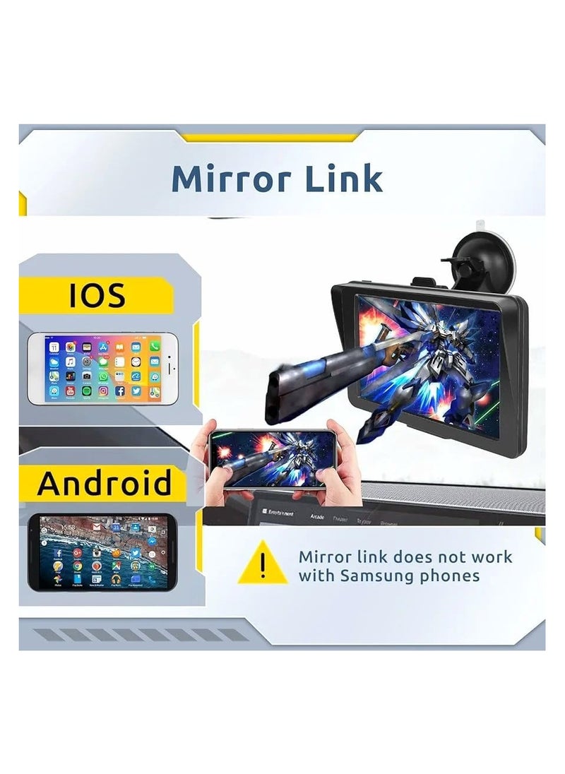 7-Inch Portable Car Stereo with Wireless Apple CarPlay & Android Auto, Bluetooth Hands-Free Car Radio, Touch Screen Display with Voice Control, Maps Navigation, Mirror Link, TF Card & AUX, Compatible with All Cars