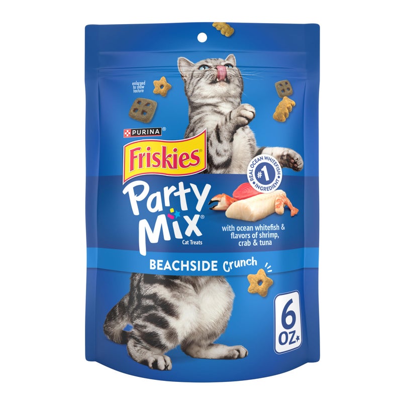 Friskies Purina Friskies Cat Treats, Party Mix Beachside Crunch - (Pack of 6) 6 oz. Pouches - Image 1