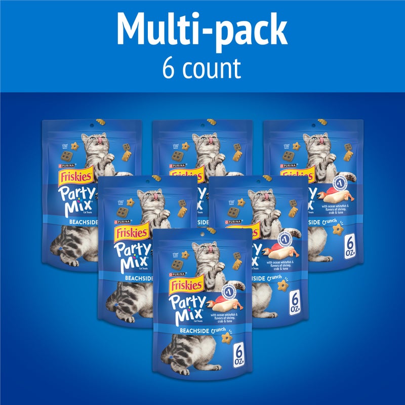 Friskies Purina Friskies Cat Treats, Party Mix Beachside Crunch - (Pack of 6) 6 oz. Pouches - Image 2