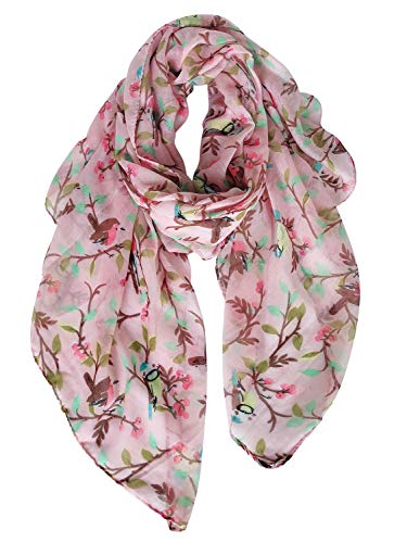 GERINLY Scarfs for Women Lightweight Floral Birds Print Scarves and Wraps for Autumn Season Lovely Shawl - Image 1